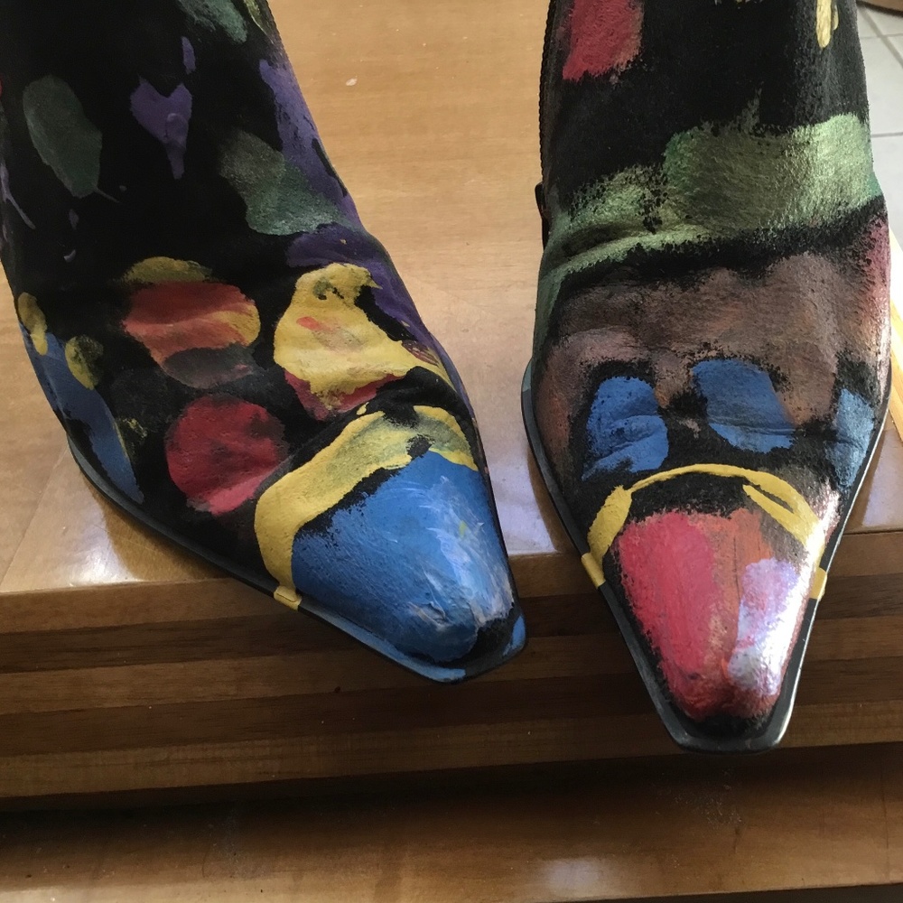 Vintage Hand Painted BLACK BOOTIES!